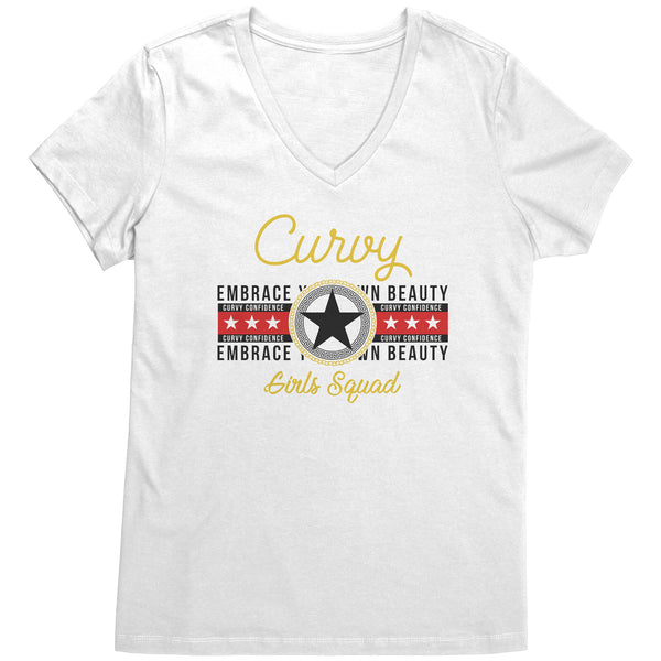 Curvy Girls Squad V Neck T-Shirt